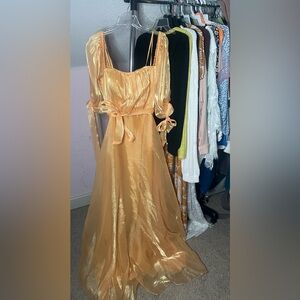 Camellia Dresses| Golden Yellow Strapless Long Dress| Size Small| Prom Dress